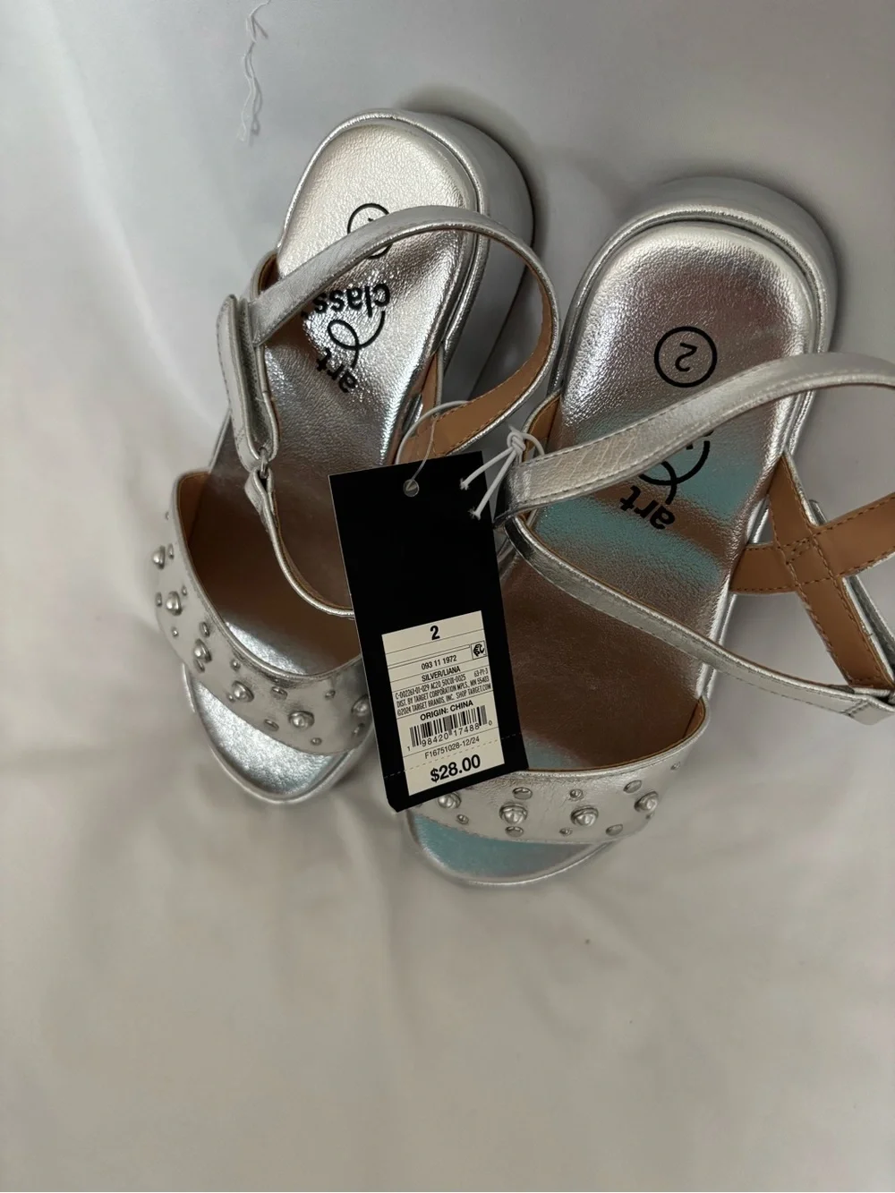 art class Metallic Silver Studded Platform Sandals